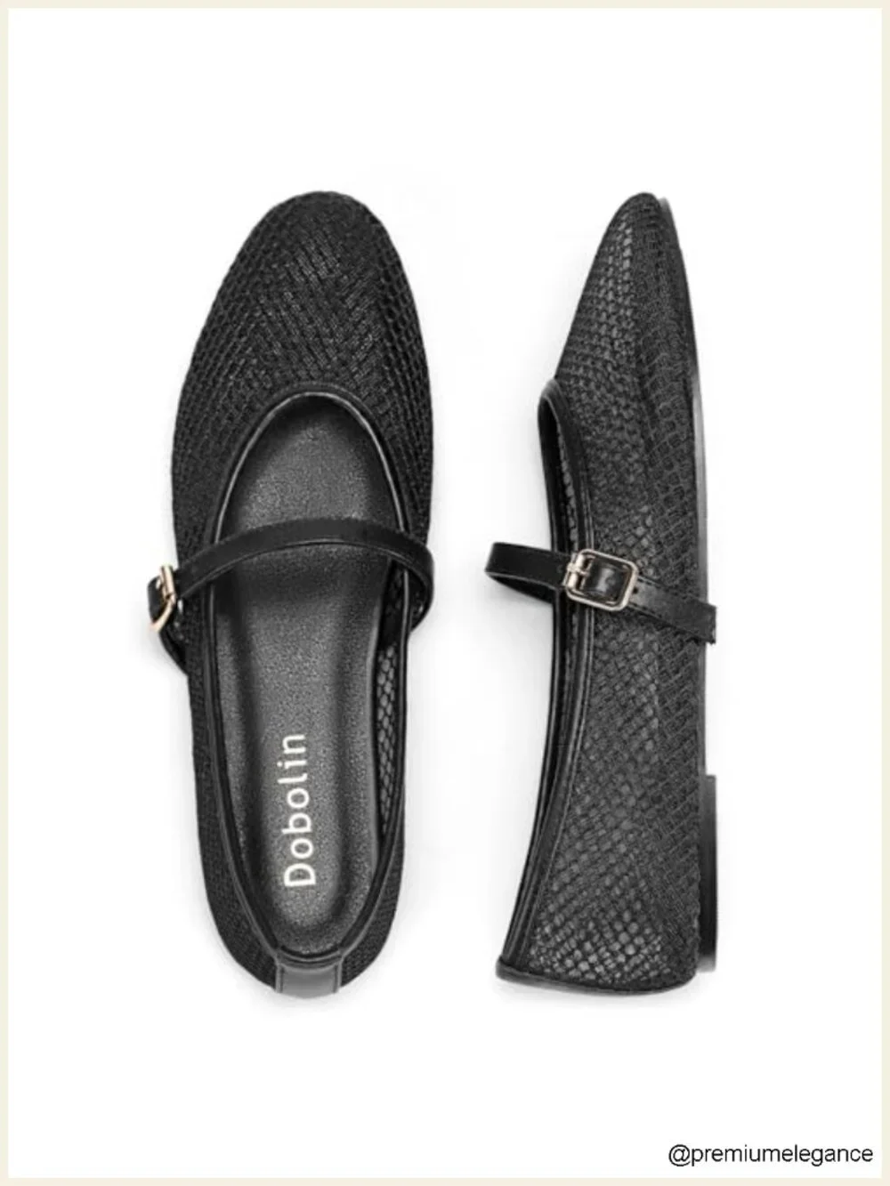 Double-Layer Mesh Ballet Flats with Mary Jane Buckle, Cushioned Latex Insole,